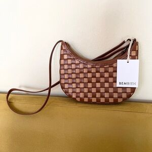 Bembien Mini Sling - Check Woven Crossbody Bag in Color: Caramel x Sienna Check